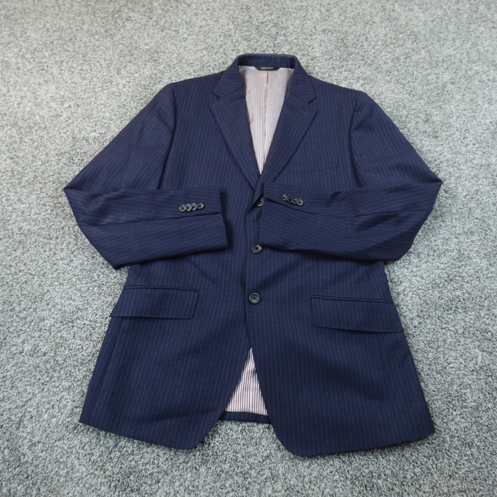 Banana Republic Blazer Mens 40R Blue Stripe Wool Slim Sport Coat Suit Jacket Top